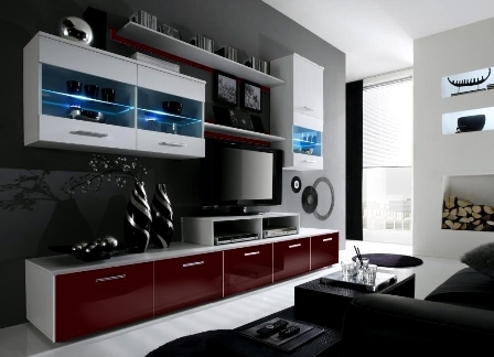 Logo II wall unit white/gloss maroon