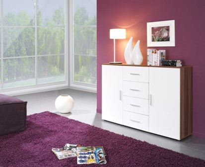 Chest of drawers UNI plum/white