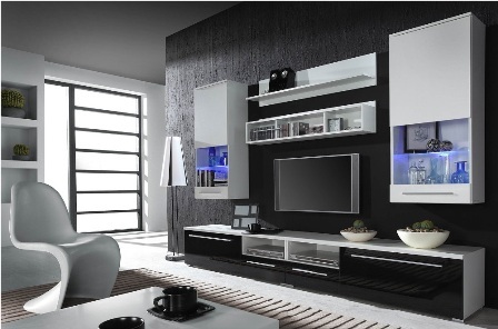 wall unit LUNA white/white/black