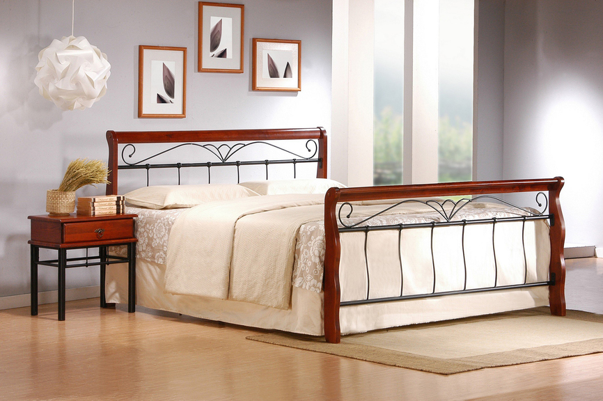 VERONICA bed 160 cm color: ant. cherry/black