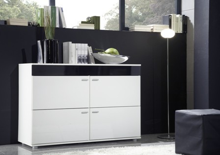 chest of drawers LOGO II white/white/black