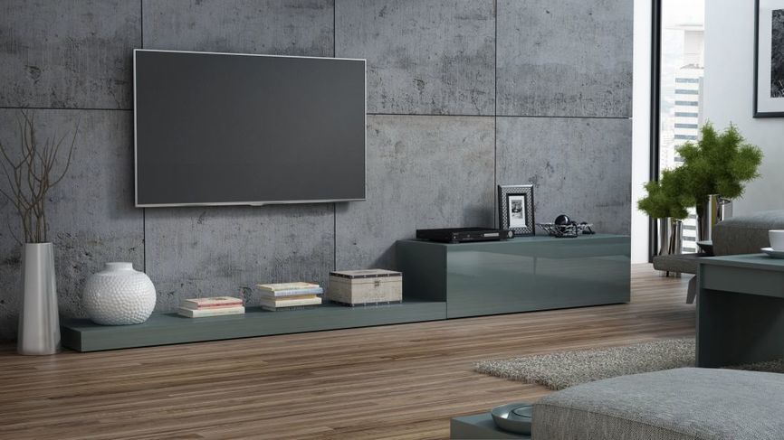 LIFE TV Stand grey/grey gloss