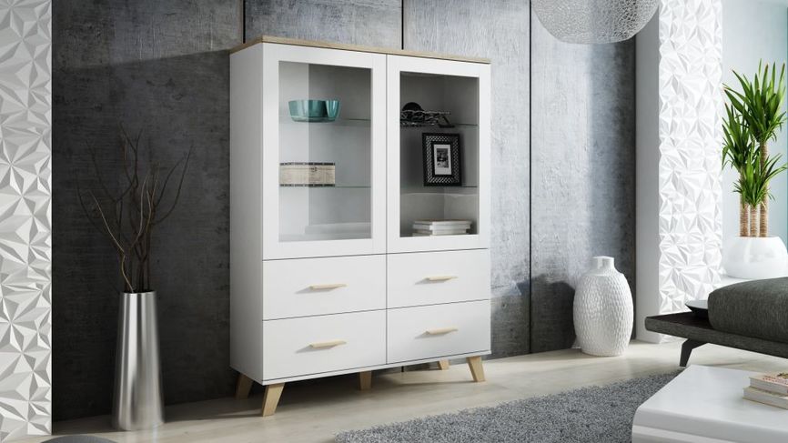 Cabinet LOTTA 120 2DSZ4S dimond white/lsonoma oak