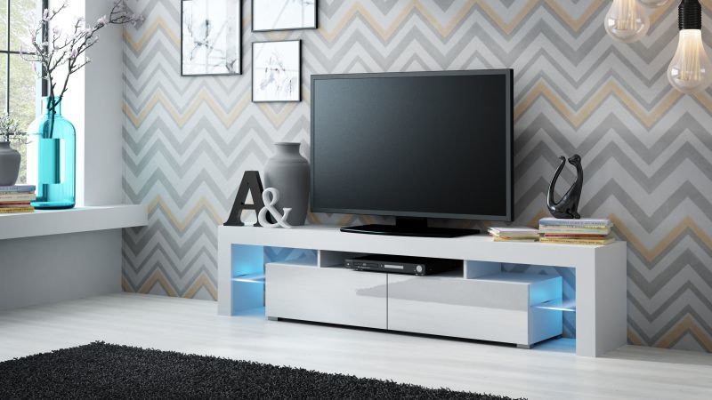 TV stand SOLO white mat/white gloss