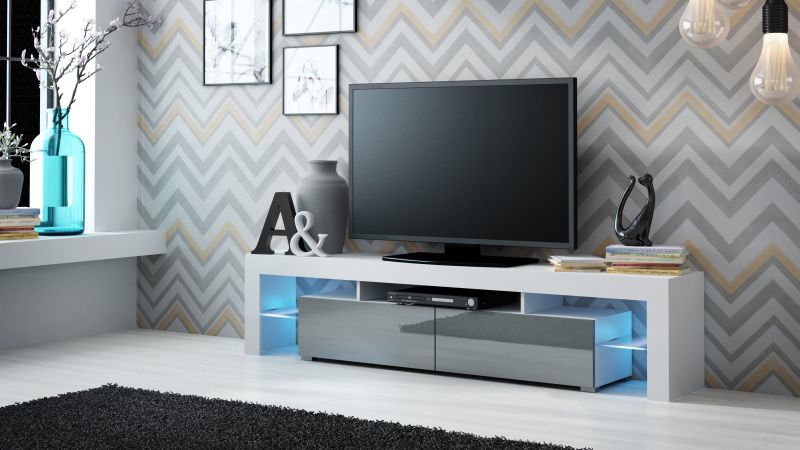 TV stand SOLO white mat/grey gloss