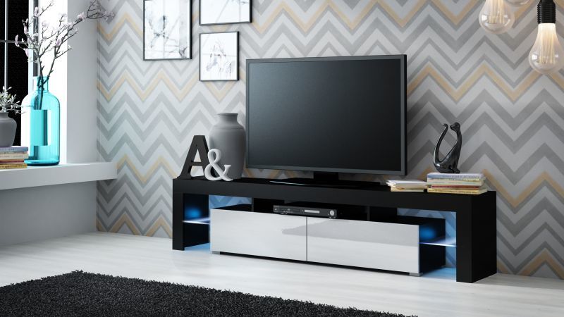 TV stand SOLO black mat/white gloss