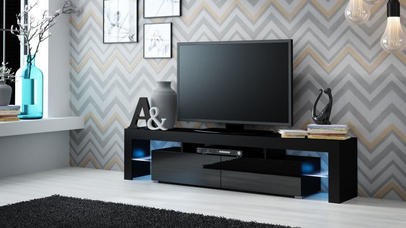 TV stand SOLO black mat/ black gloss