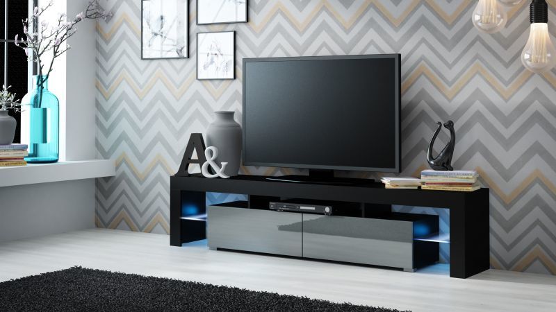 TV stand SOLO black mat/grey gloss