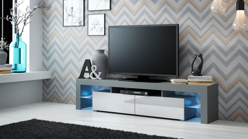 TV stand SOLO grey mat/white gloss