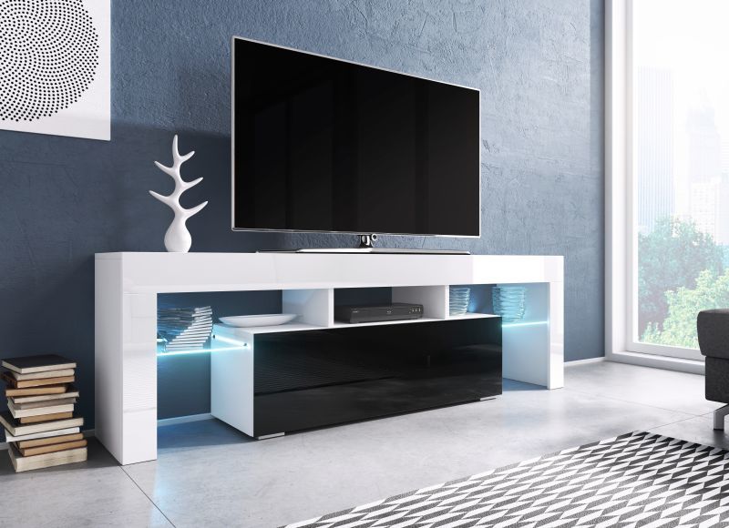 TV Stand TORO white/black/white