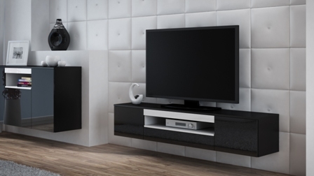 TV stand VIVA black/black/white