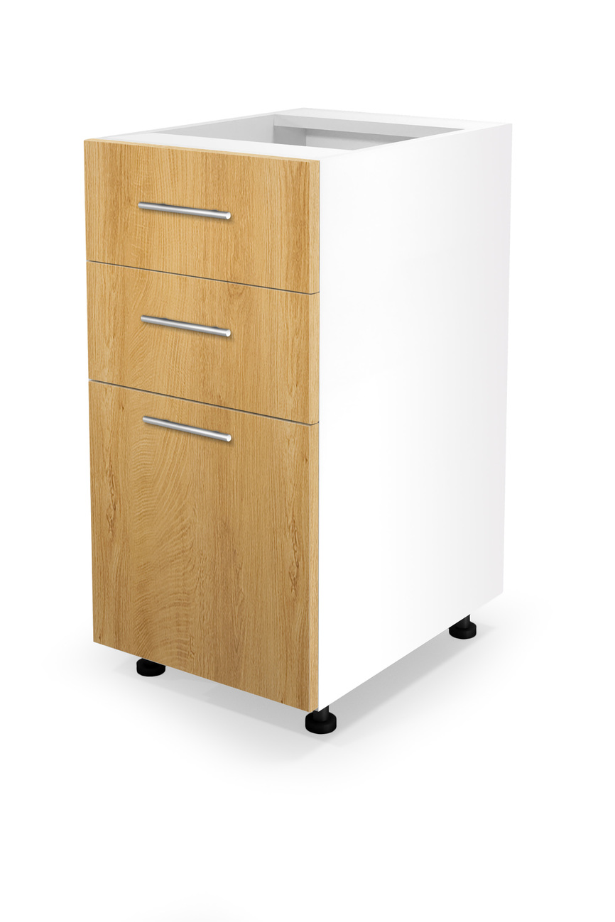 VENTO DS3-40/82 lower cabinet with drawers, color: white / honey oak