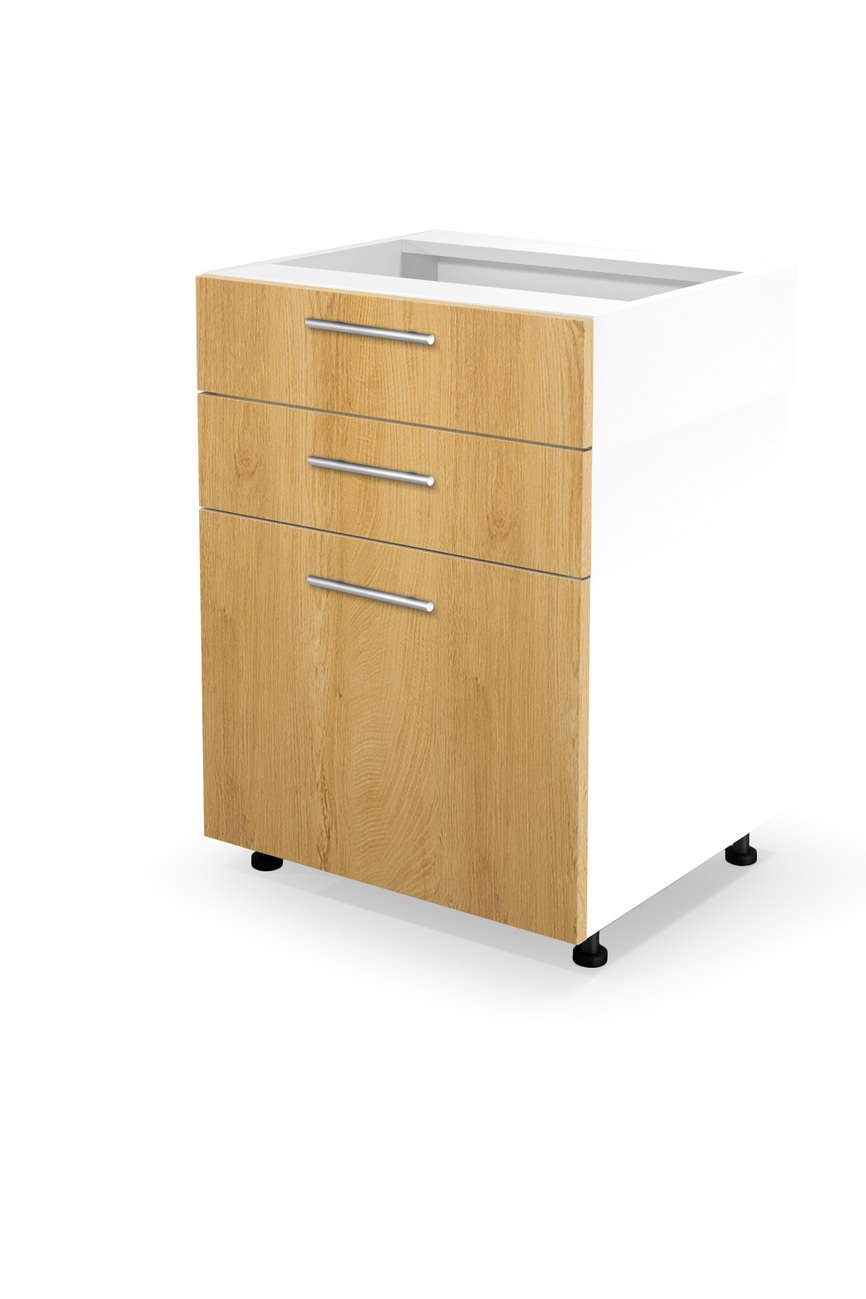 VENTO DS3-60/82 lower cabinet with drawers, color: white / honey oak