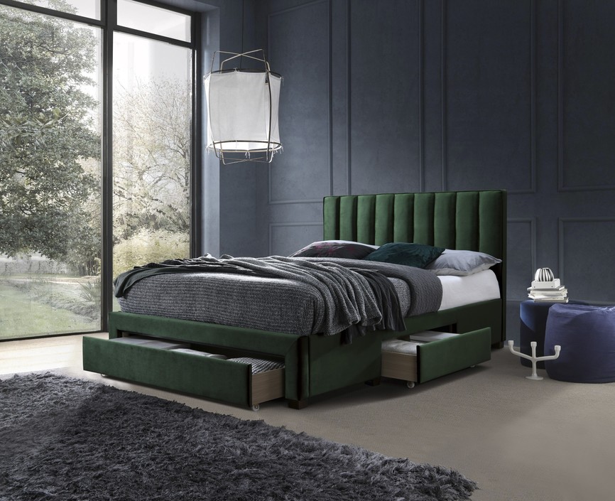 GRACE bed with drawers, color: dark green