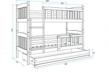 KUBUS divstāvu gulta (bunk) 200x90