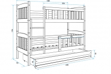 KUBUS divstāvu gulta (bunk) 190x80