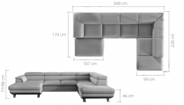 Izvelkamais stūra dīvāns PHOENIX XL