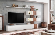 Sekcija Glossy Furniture 3 DĄB MAT/BIAŁY POŁYSK + LED