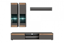 Sekcija Glossy Furniture 5 ANTRACYT+WOTAN MAT + LED