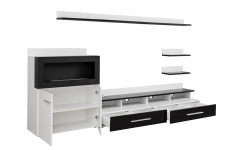 Sekcija Glossy Furniture 9 BALTS ar MELNO