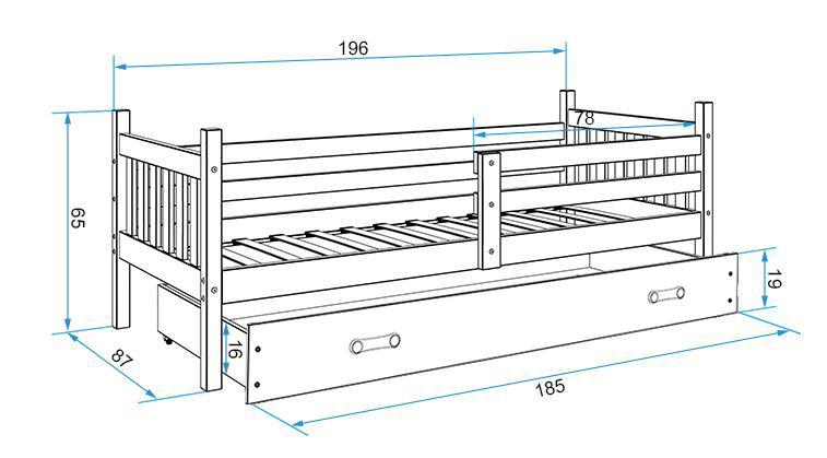 CARINO 190*80 vienvietīga bērnu gulta