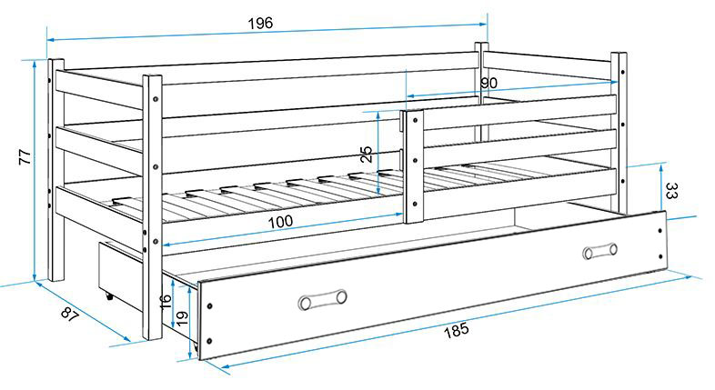 ERYK 190x80 vienvietīgā gulta