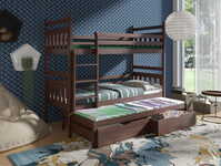 TOSIA 80x180 Trīsstāvu koka gulta + matrači