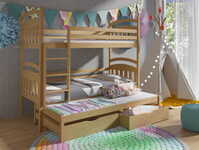 ANTEK 80x180 Trīsstāvu koka gulta + matrači