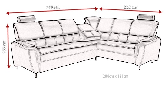 Izvelkamais stūra dīvans   DIANA ar TV funkciju