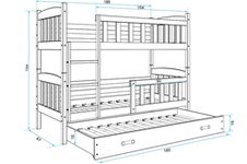 KUBUS trīsstāvu gulta (triple) 200x90 SOSNA