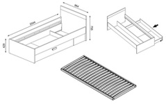 Kubo KB10+ST 90x200 Gulta ar veļas kasti