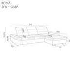 Stūra divāns ROMA 3FB + OSB